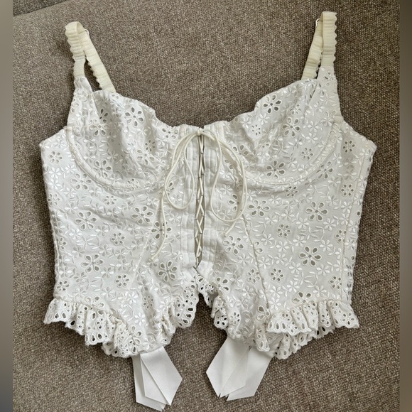 ✨ FOR LOVE AND LEMONS Sophie White Eyelet Bustier Corset Lingerie Top - Picture 5 of 16